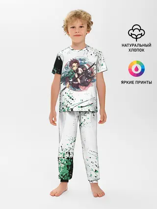 Детская пижама с брюками / Брызги красок Demon Slayer