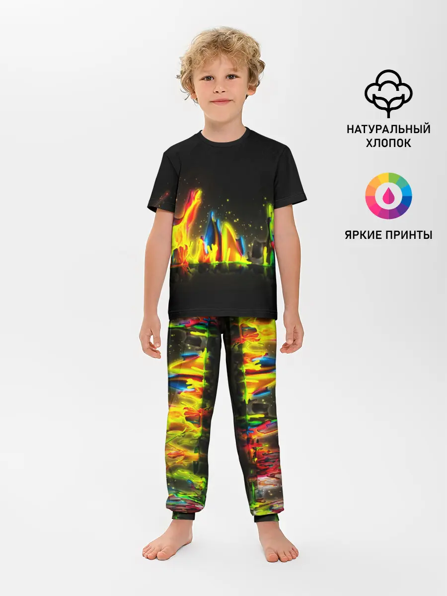 Детская пижама с брюками / КРАСКИ В НЕОНЕ