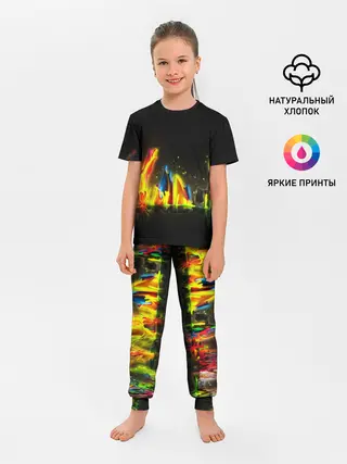 Детская пижама с брюками / КРАСКИ В НЕОНЕ