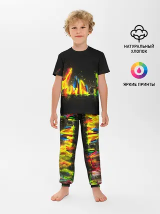 Детская пижама с брюками / КРАСКИ В НЕОНЕ