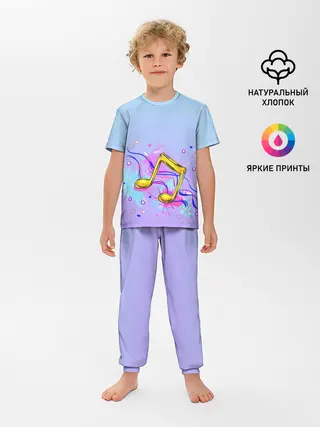 Детская пижама с брюками / ноты краски музыканту