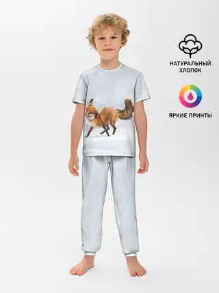 Детская пижама с брюками / Зимняя лисичка