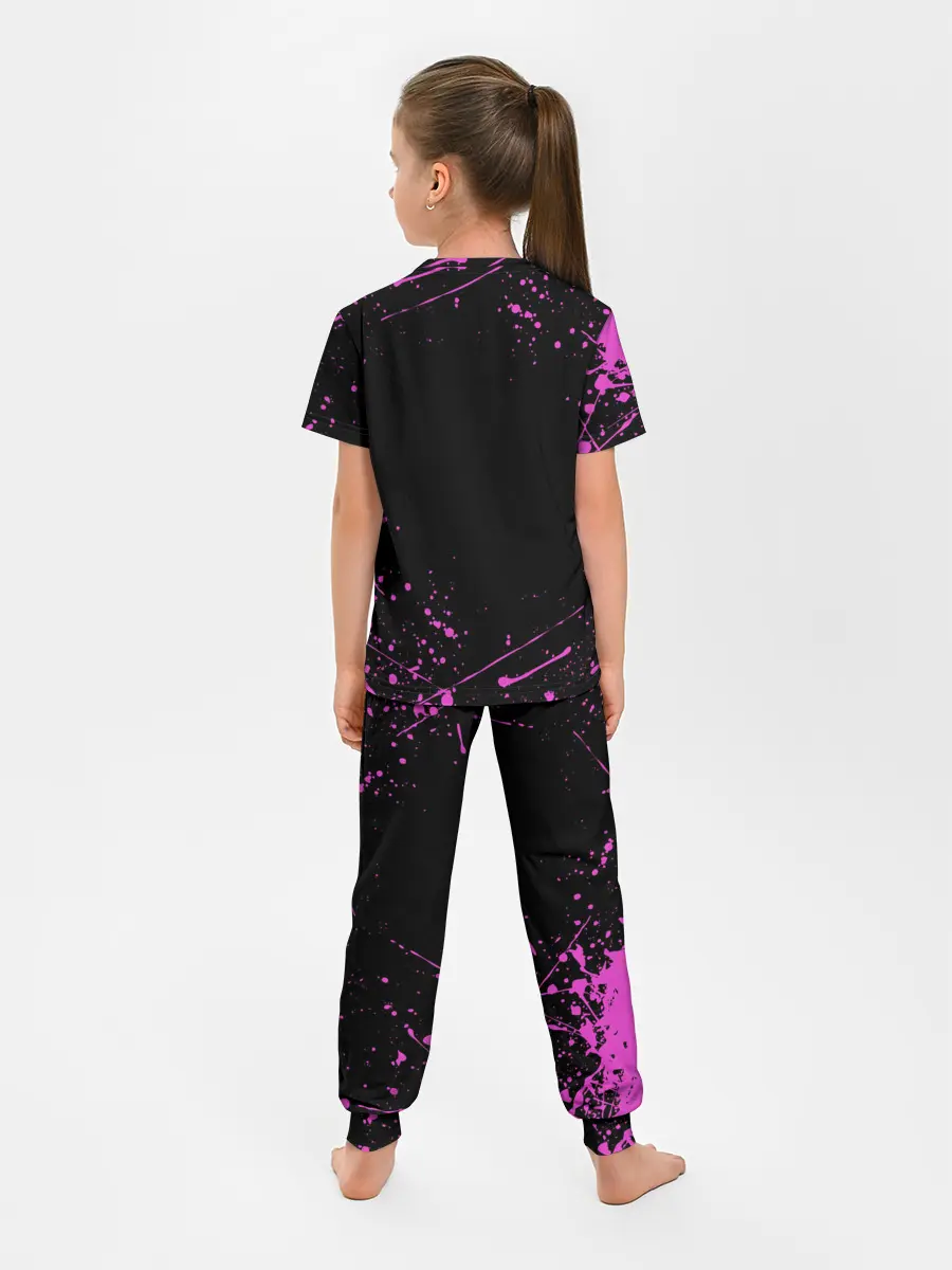 Детская пижама с брюками / Кира джоджо фиолетовые брызги
