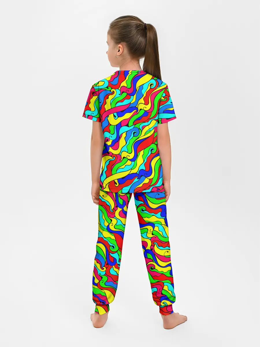 Детская пижама с брюками / Красочные узоры/абстракционизм