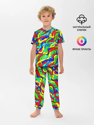 Детская пижама с брюками / Красочные узоры/абстракционизм