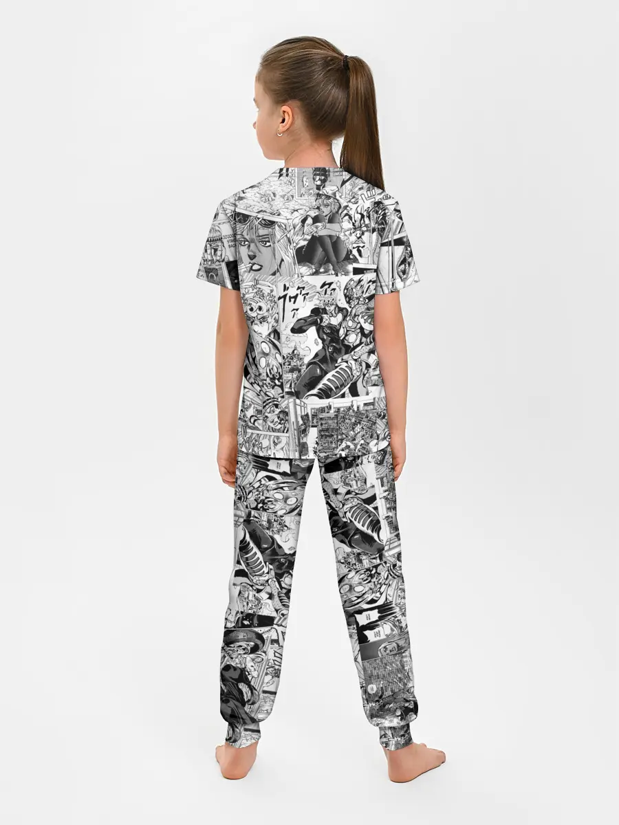 Детская пижама с брюками / Серый комикс jojo