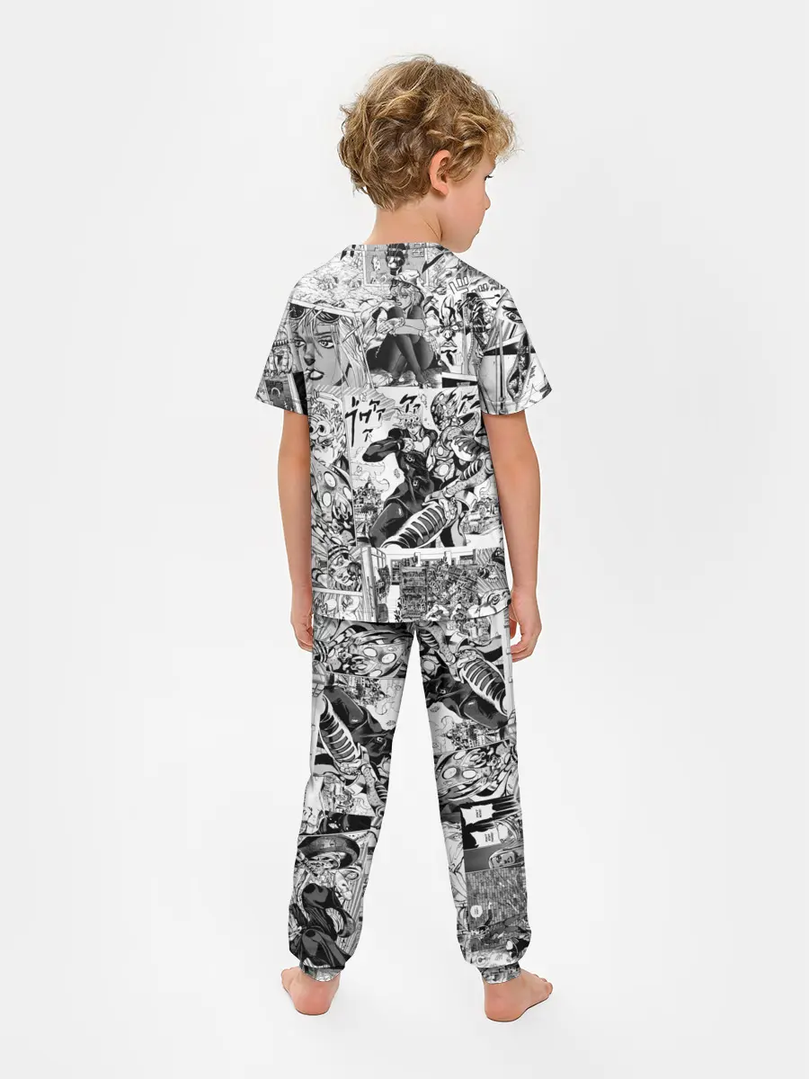 Детская пижама с брюками / Серый комикс jojo