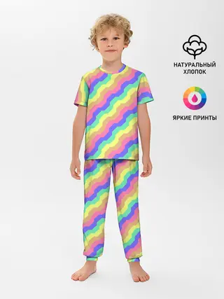 Детская пижама с брюками / Радужные волны