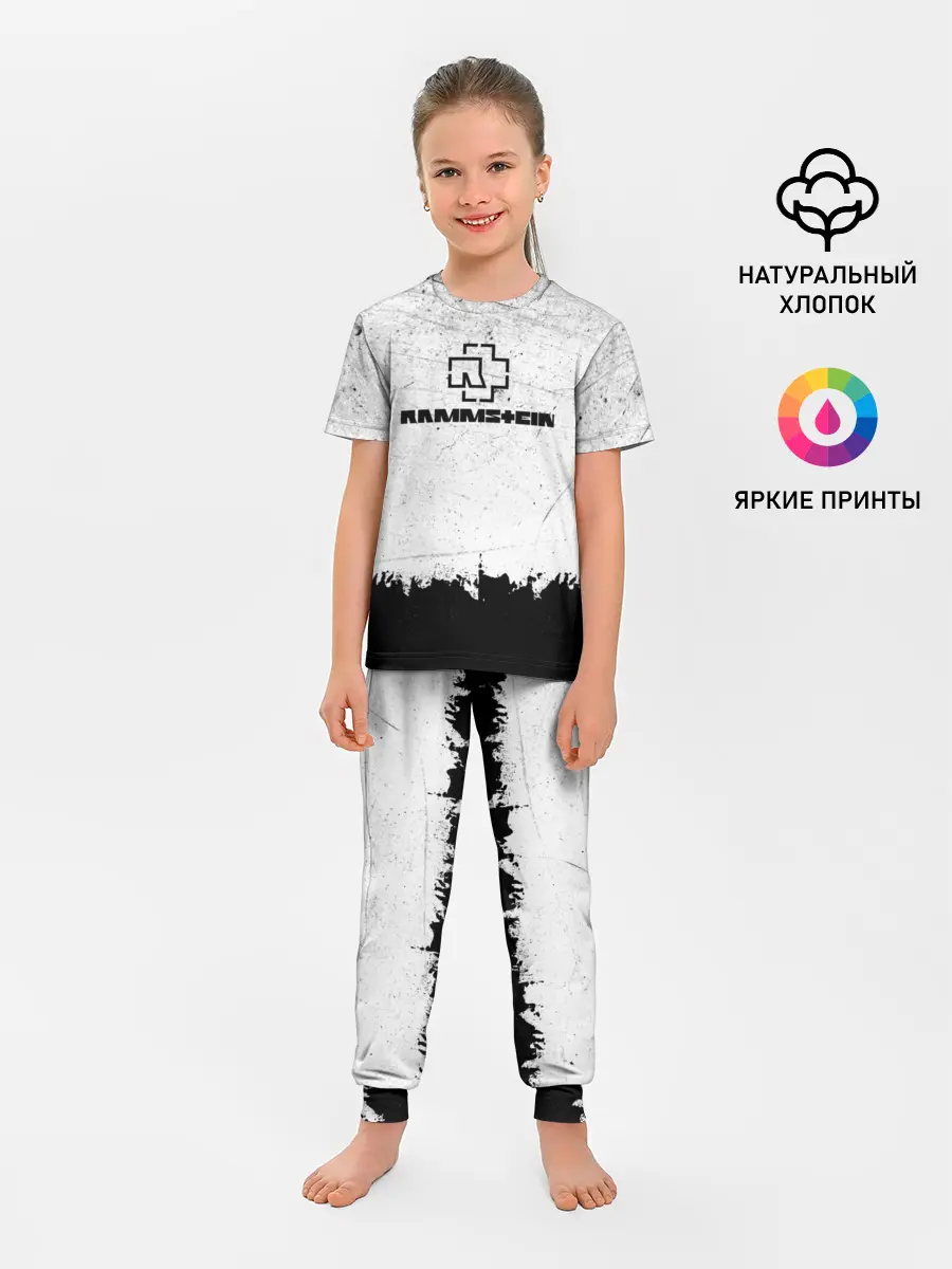 Детская пижама с брюками / Рамштайн ЧБ Гранж | Rammstein Rock