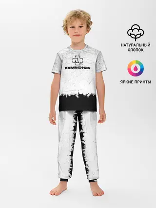 Детская пижама с брюками / Рамштайн ЧБ Гранж | Rammstein Rock
