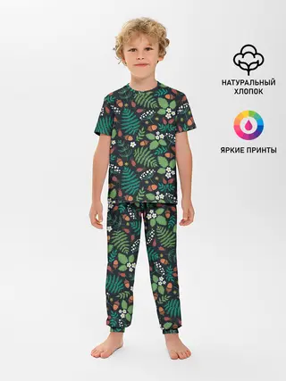 Детская пижама с брюками / Forest leaves