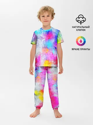 Детская пижама с брюками / НЕОНОВЫЕ ПОТЕРТОСТИ
