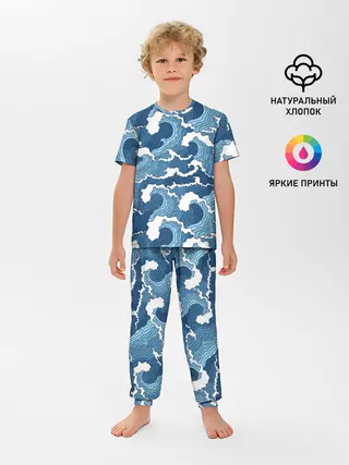 Детская пижама с брюками / Морские волны