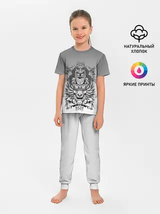 Детская пижама с брюками / маска сова смерть череп