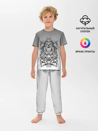 Детская пижама с брюками / маска сова смерть череп