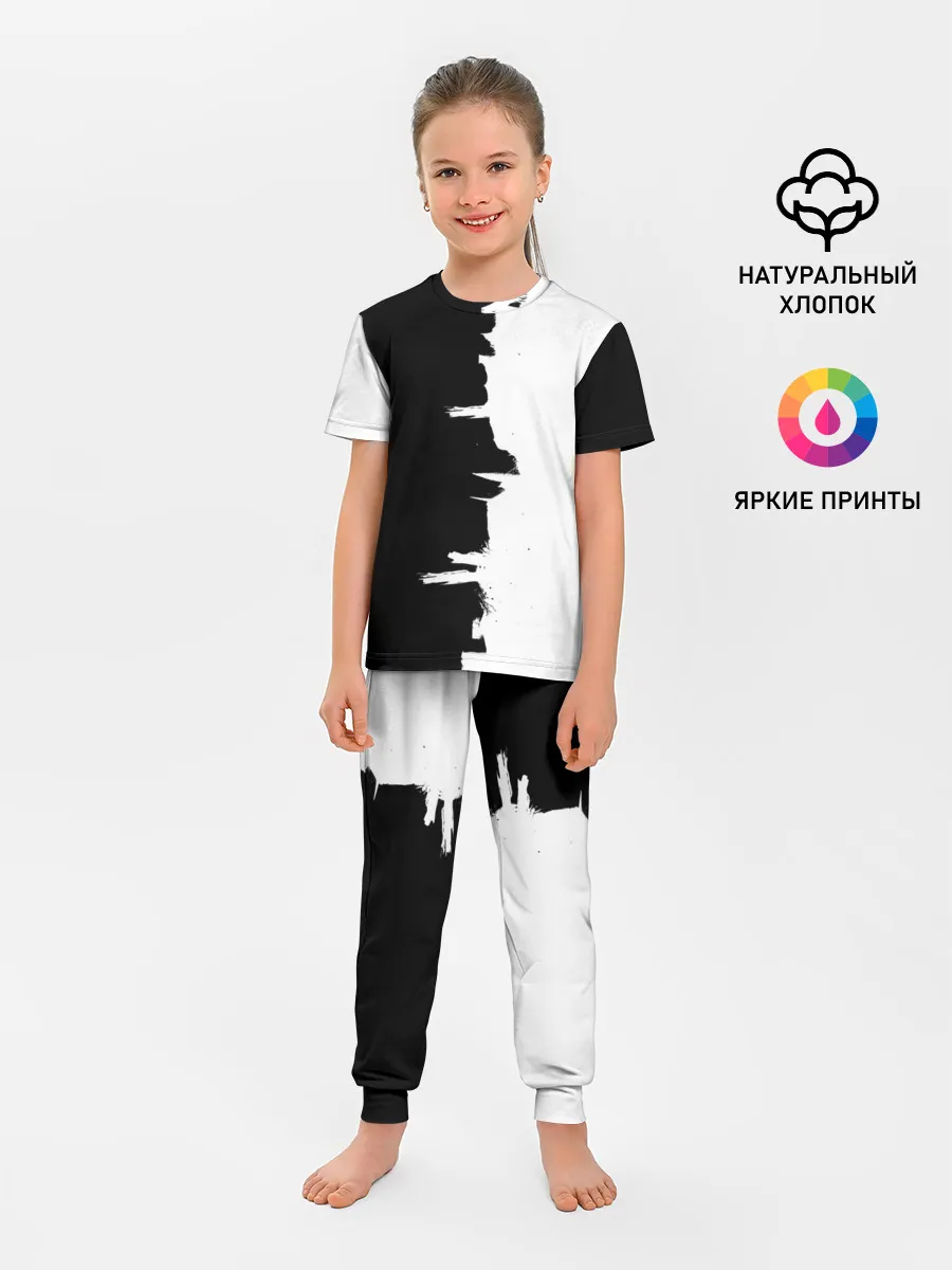 Детская пижама с брюками / Черным по белому