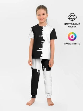 Детская пижама с брюками / Черным по белому