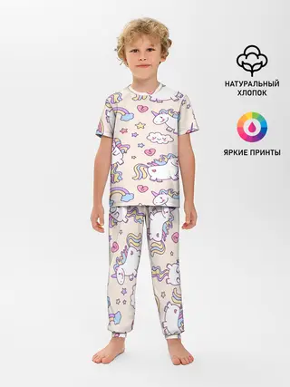 Детская пижама с брюками / Радужные Единорожки