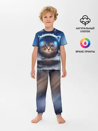 Детская пижама с брюками / КОТ АСТРОНАВТ