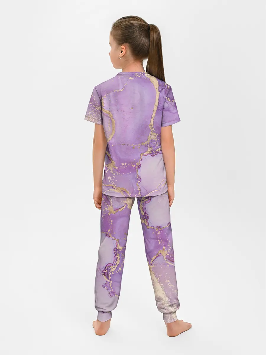Детская пижама с брюками / Сиреневые разводы краски