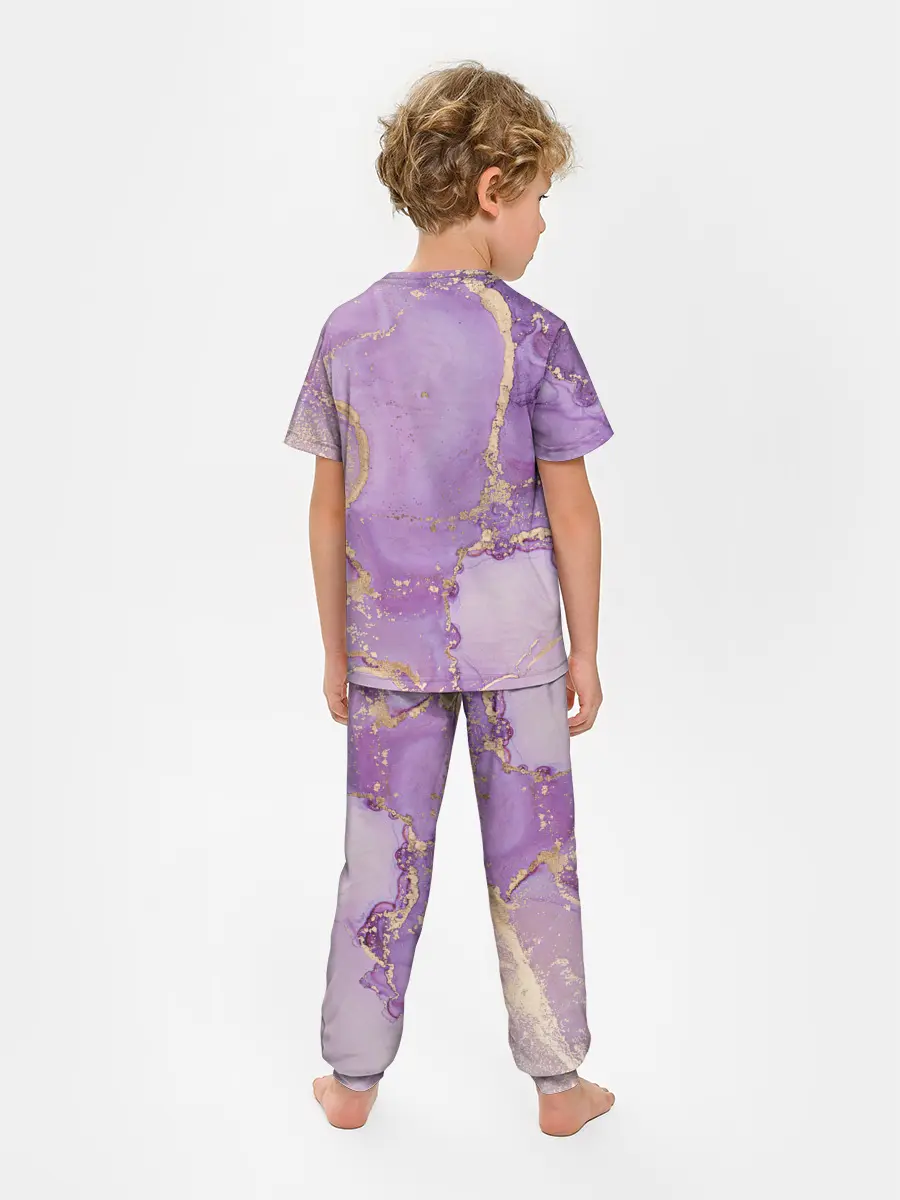 Детская пижама с брюками / Сиреневые разводы краски