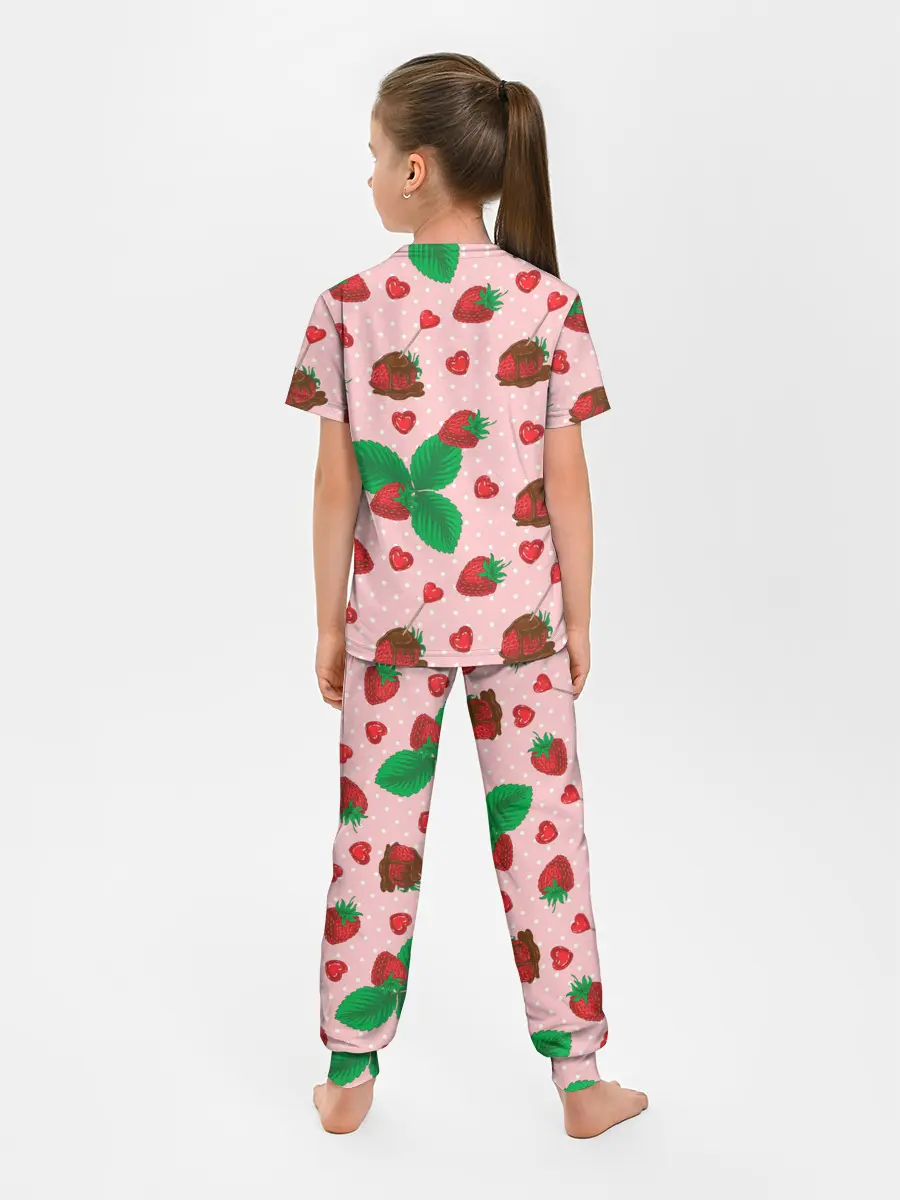 Детская пижама с брюками / Клубника в шоколаде