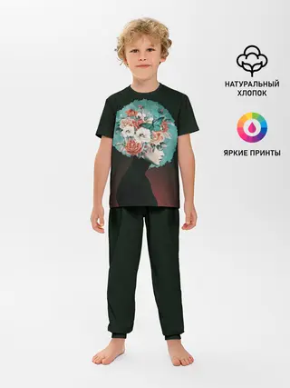 Детская пижама с брюками / Girl in flowers
