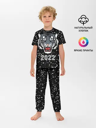 Детская пижама с брюками / Черный водяной тигр 2022