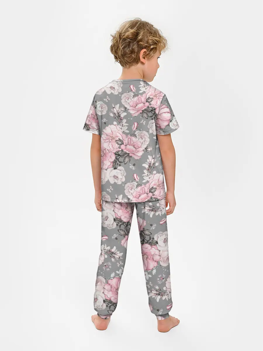 Детская пижама с брюками / Розовые розы