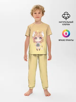 Детская пижама с брюками / малышка чиби и цыпленок