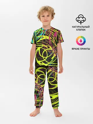 Детская пижама с брюками / Разноцветные спирали