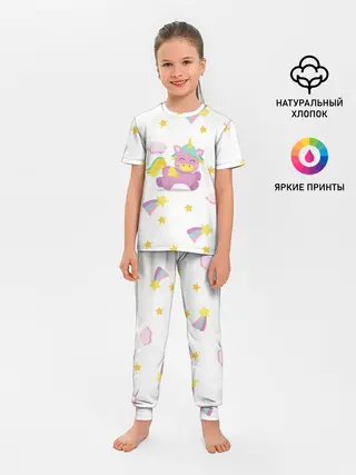 Детская пижама с брюками / Розовый единорог