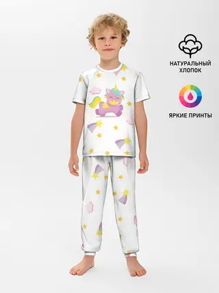 Детская пижама с брюками / Розовый единорог