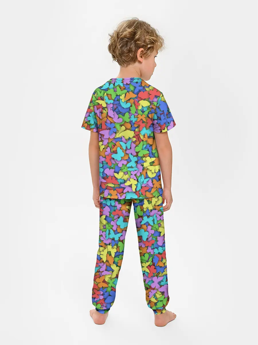 Детская пижама с брюками / Разноцветные бабочки