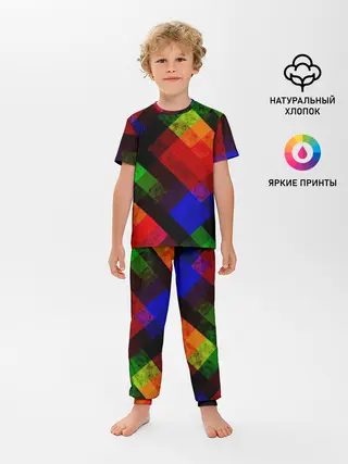 Детская пижама с брюками / Яркий геометрический узор
