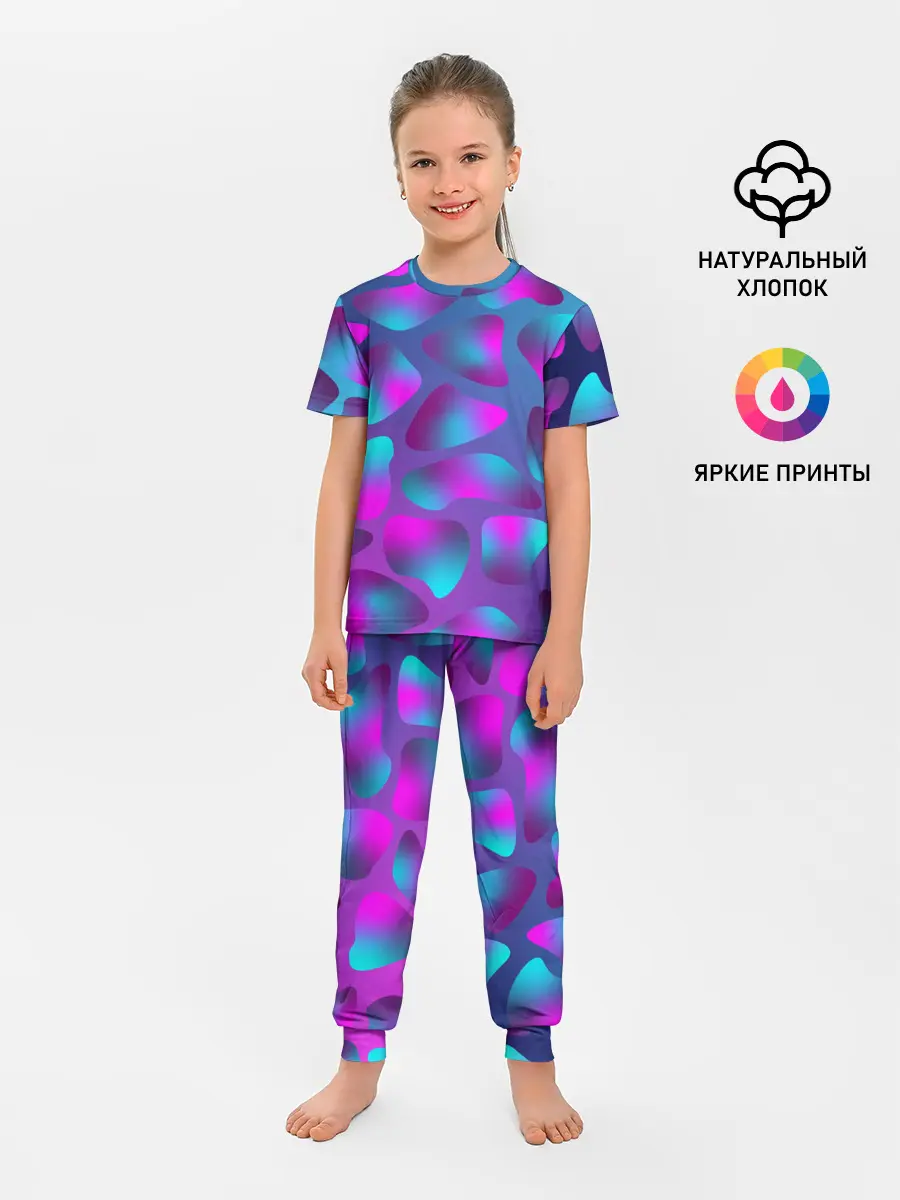 Детская пижама с брюками / Неоновые капли
