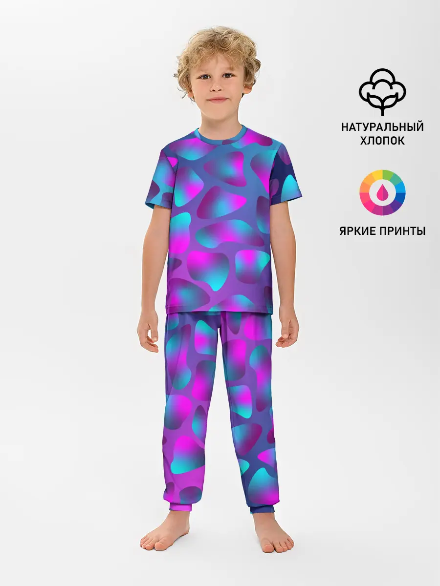 Детская пижама с брюками / Неоновые капли