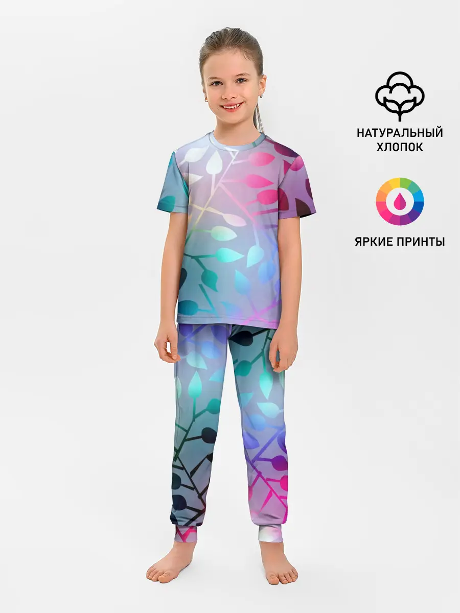 Детская пижама с брюками / Листья.