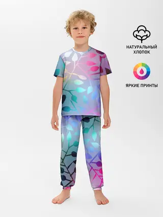 Детская пижама с брюками / Листья.