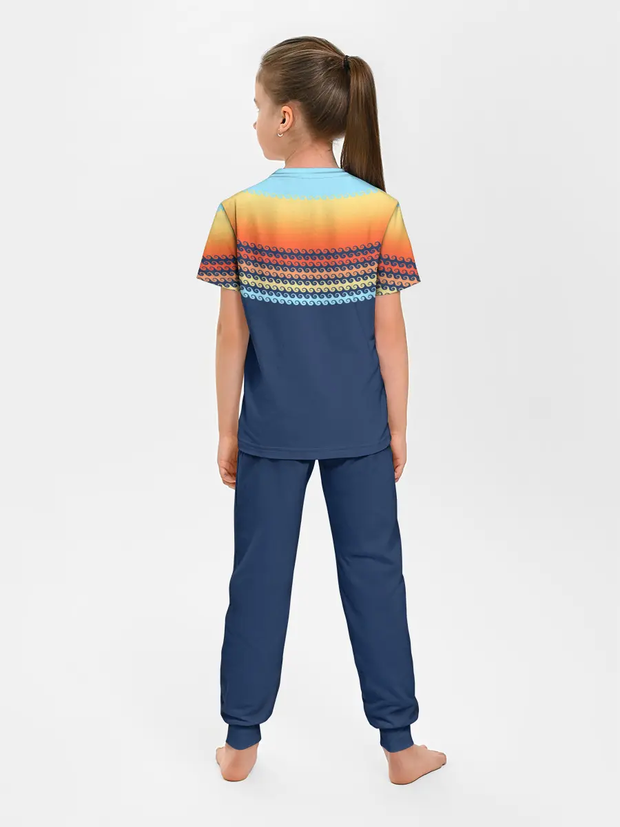 Детская пижама с брюками / Летние волны и пальма