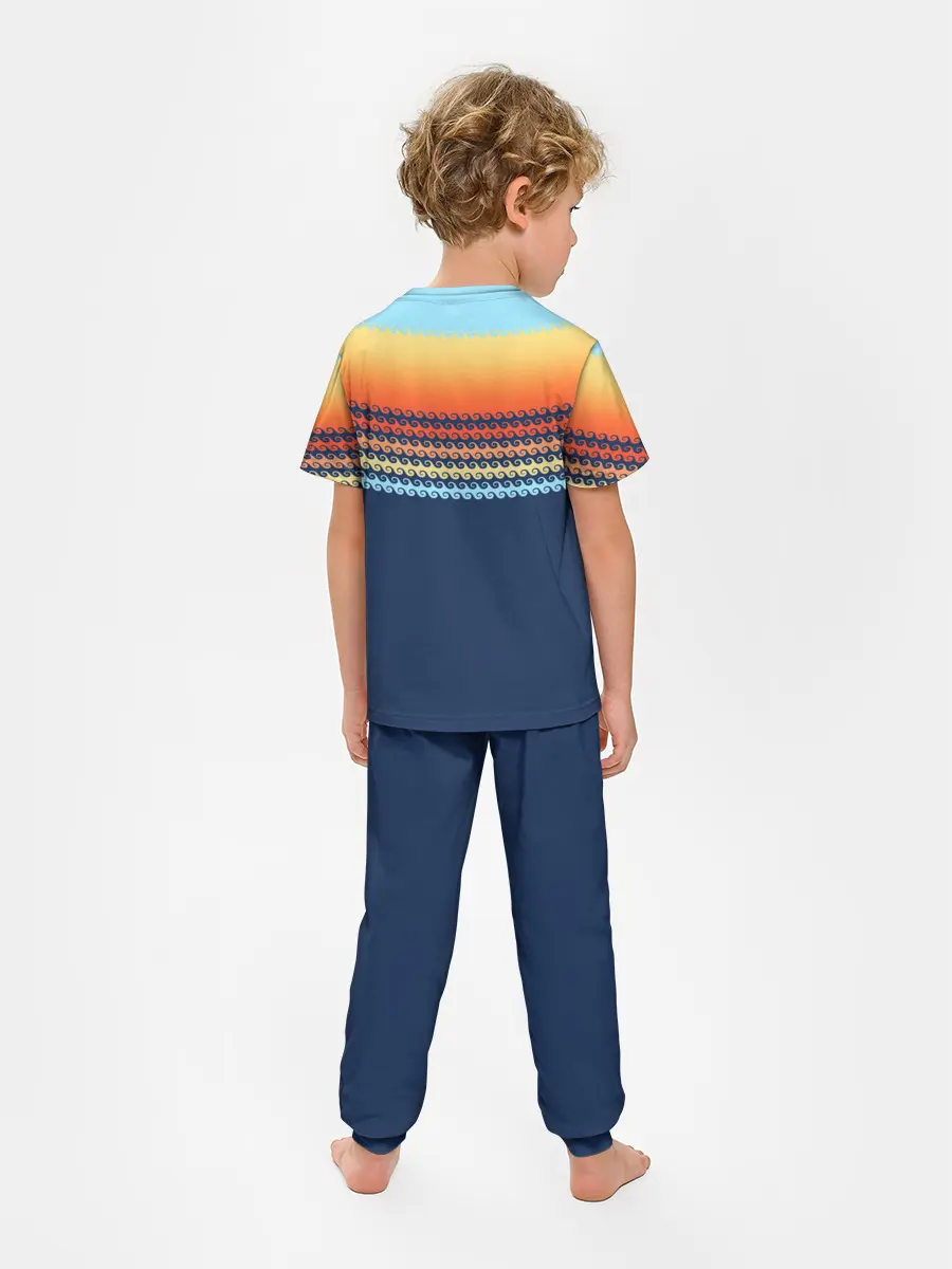 Детская пижама с брюками / Летние волны и пальма