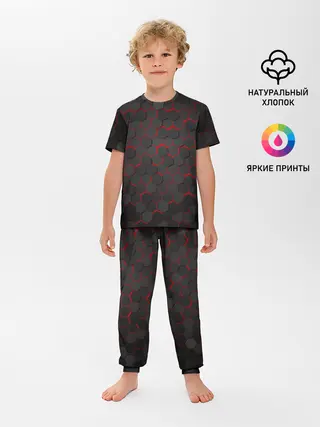 Детская пижама с брюками / OCTAGON красный