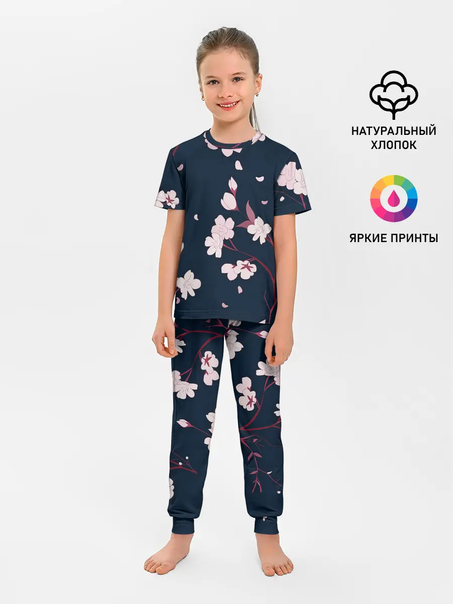 Детская пижама с брюками / Веточки сакуры