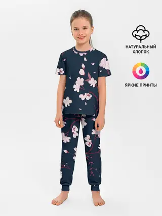 Детская пижама с брюками / Веточки сакуры