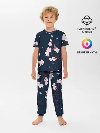 Детская пижама с брюками / Веточки сакуры