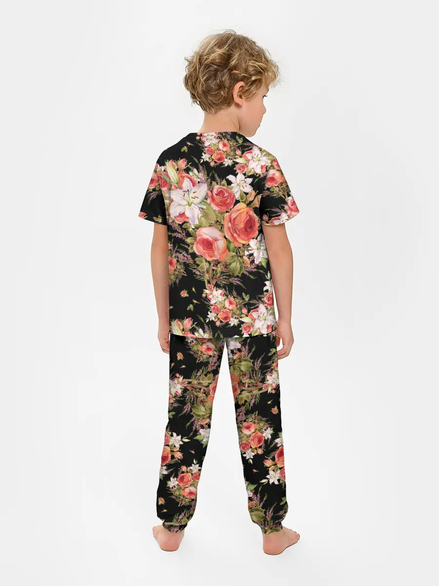 Детская пижама с брюками / Лилии и розы