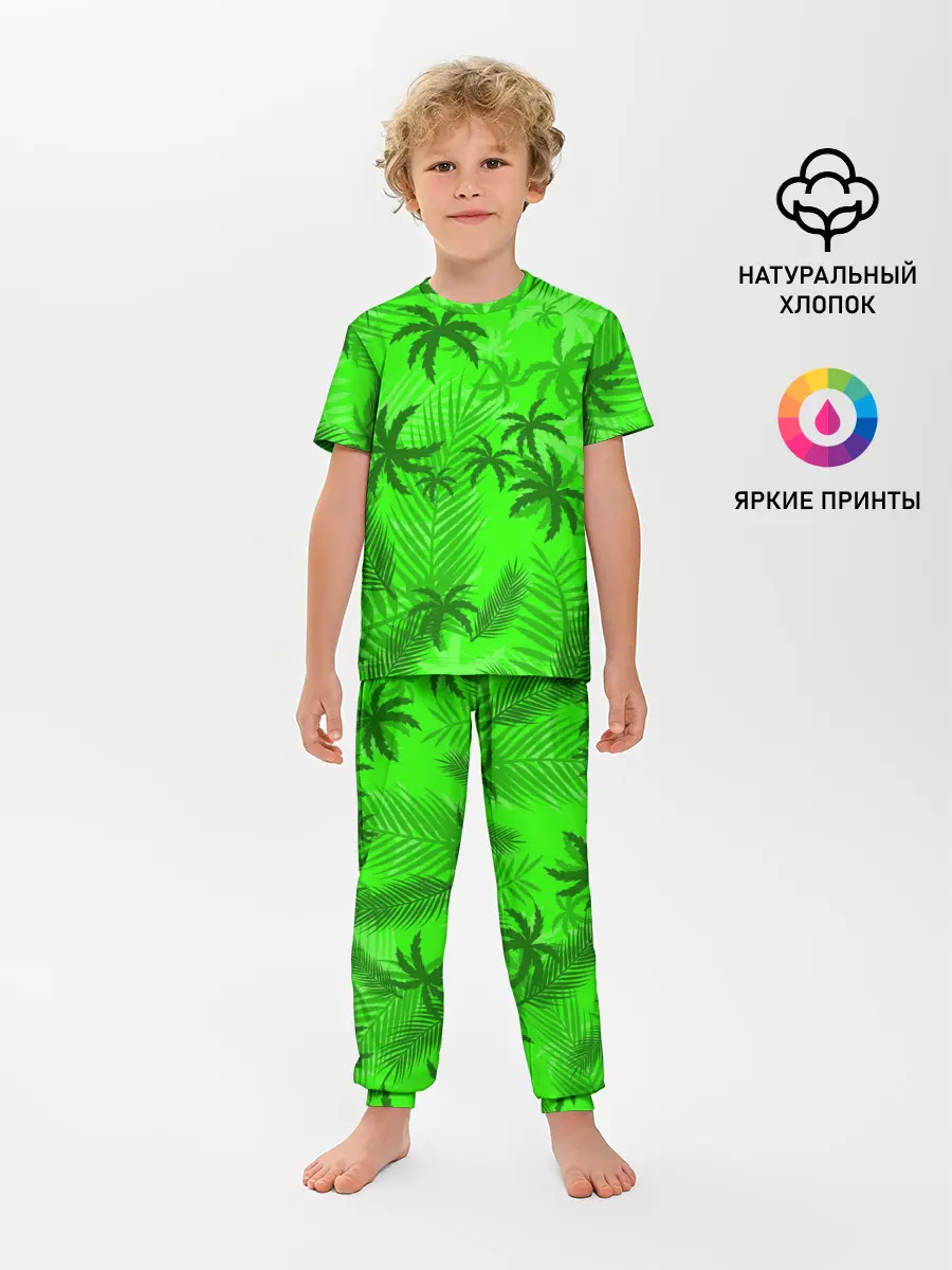 Детская пижама с брюками / ПАЛЬМЫ | ЛЕТО | TROPICAL