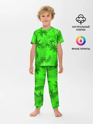 Детская пижама с брюками / ПАЛЬМЫ | ЛЕТО | TROPICAL