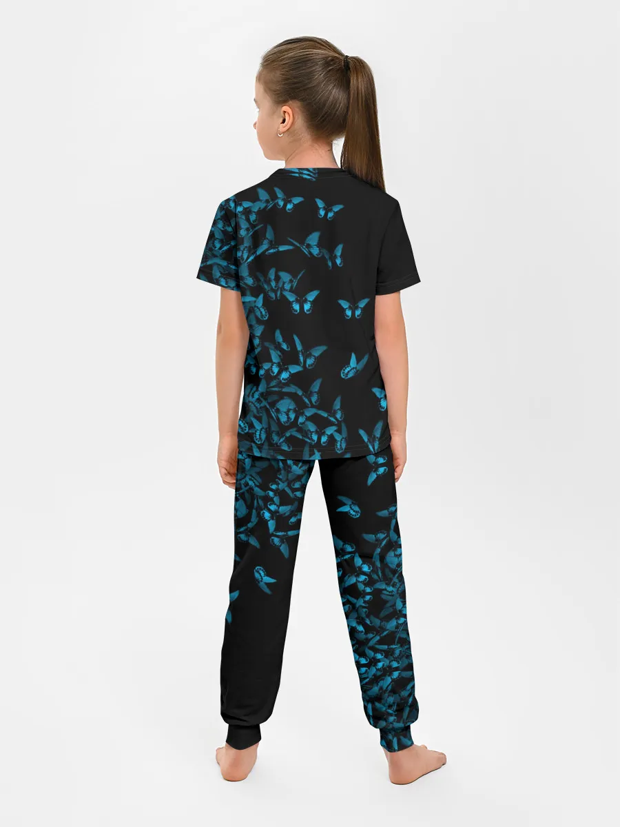 Детская пижама с брюками / Синие бабочки