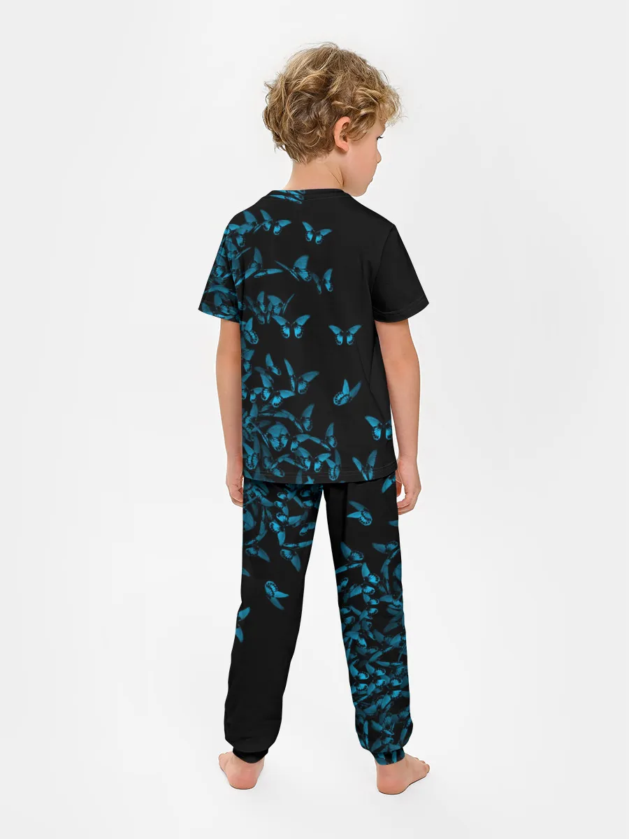 Детская пижама с брюками / Синие бабочки